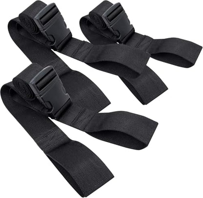 LINE2design Backboard Spine Board Straps - 5" Disposable Securing Straps with Loop Ends - Emergency Medical Board Adjustable Strap with Plastic Quick Safety Straps Release Buckle - Black - Pack of 3