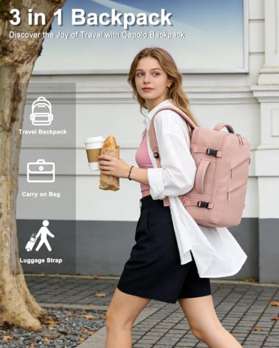 Capolo Travel Laptop Backpack Women Men Personal Item Weekender Travel Bag - color: Pink, size: Small