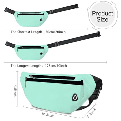 Fanny Pack for Women Men,Crossbody Water Resistant Sports Waist Bag Pack - color: 1pack-lightgreen