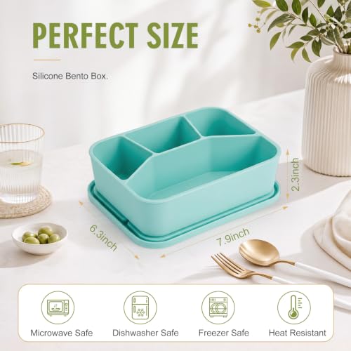 Ziliny 4 Pcs Silicone Bento Box Reusable Lunch Container, Coastal Colors - color: Coastal Colors