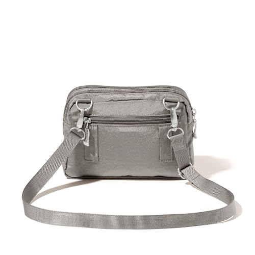 Baggallini Triple Zip with Front Wallet/Trifecta RFID Wallet Crossbody - color: Sterling Shimmer