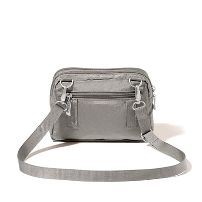 Baggallini Triple Zip with Front Wallet/Trifecta RFID Wallet Crossbody - color: Sterling Shimmer