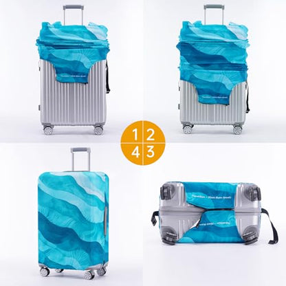Travelkin 여행 가방 Tsa 승인 여행 가방 커버 프로텍터, Blue Wave. - color: Blue Wave., size: L(26-28inch suitcase)