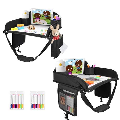 Kids Lap Desk Tray for Road Trip Activities, Portable, Black 2PCS - color: Black-2PCS
