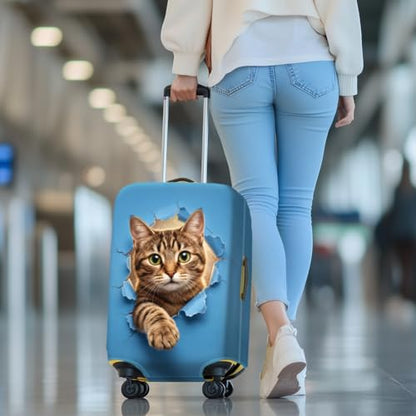 MAYJOYDIY Cat in the Crack Luggage Cover 3D Cat Elastic Baggage Covers Pet Animal Dust-Proof Suitcase Sleeve Anti-Scratch Washable Suitcase Protector Size L Fit 26-28 Inch Luggage - color: Cat in the Crack