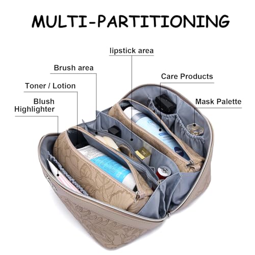 BOYATU Travel Makeup Bags Cosmetic Organizer Bag: 3-Set Make up Bag - color: 02-Light Brown