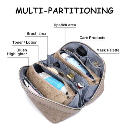 BOYATU Travel Makeup Bags Cosmetic Organizer Bag: 3-Set Make up Bag - color: 02-Light Brown
