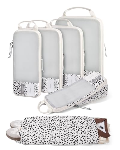 BAGSMART Compression Packing Cubes for Travel Essentials - color: Seaside Dots, size: Set of 6