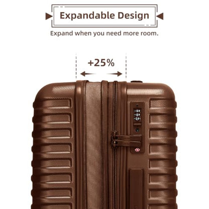 LARVENDER Expandable Carry on Luggage 20inch Suitcase with Wheels, Maple - color: Maple, size: 3 Piece Set (20/DB/TB)