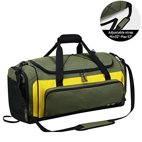 MIER Large Gym Bag for Men 60L Duffel Bag with Shoe Compartment - color: Green