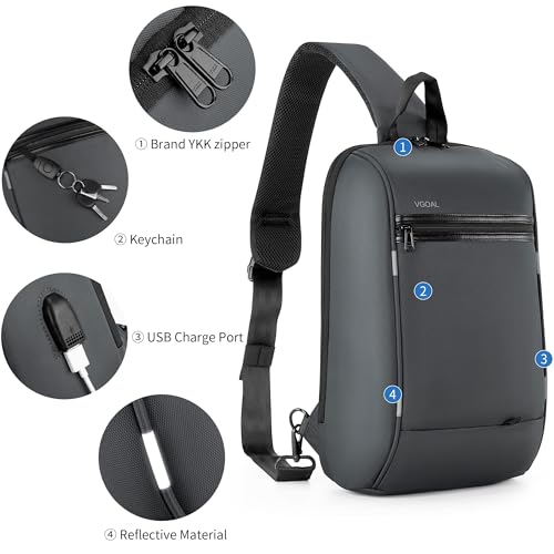Kingsons Sling Bag for Men Anti-Theft Crossbody Bag Chest Shoulder Backpack - color: Fg6301-grey