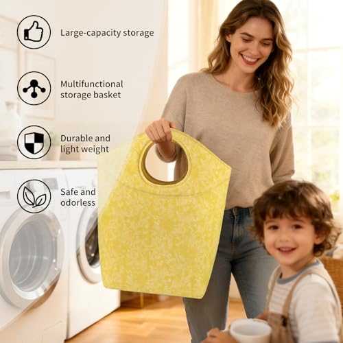 18x17x9.5" Laundry Hamper, Waterproof Fabric Small Laundry Tote - color: Earth Texture Yellow, size: 17"L x 9.5"W x 18"H