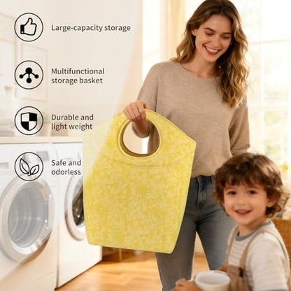 18x17x9.5" Laundry Hamper, Waterproof Fabric Small Laundry Tote - color: Earth Texture Yellow, size: 17"L x 9.5"W x 18"H