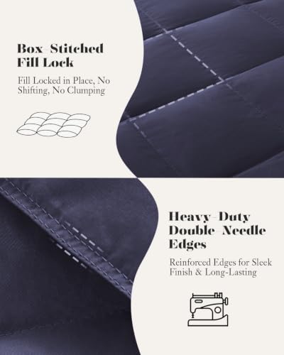 Deodar Down Fiber Throw Blanket Lightweight Packable Throw Indoor & Outdoor - color: Navy Blue