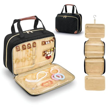 Toiletry Bag for Women with Jewelry Organizer Compartment,Black - color: Black02