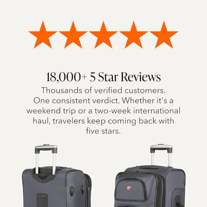 SwissGear Sion Softside Expandable Spinner Luggage Durable Lightweight Travel Suitcase, Dark Grey, 3-Piece Set (Carry-On/Medium/Large) - color: Dark Grey, size: 3-Piece Set (Carry-On/Medium/Large)