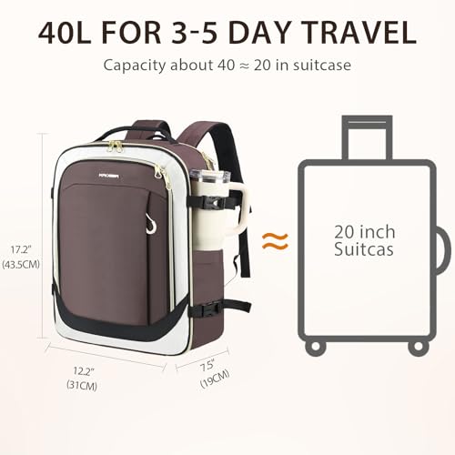 KROSER Laptop Backpack Computer Backpack 17 Inch Men-Beige/Coffee/Black - color: Beige/Coffee/Black