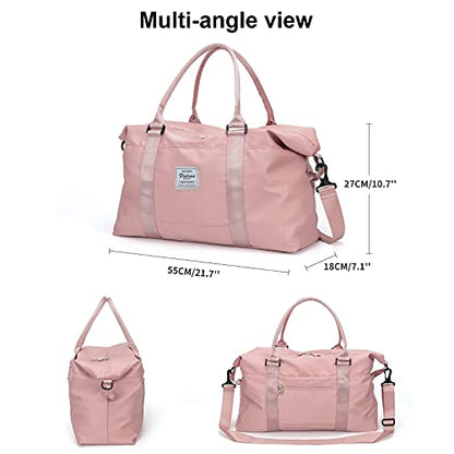 Travel Duffel Bags for Women,Carry-On Weekender Overnight Bag - color: Pink, size: Large