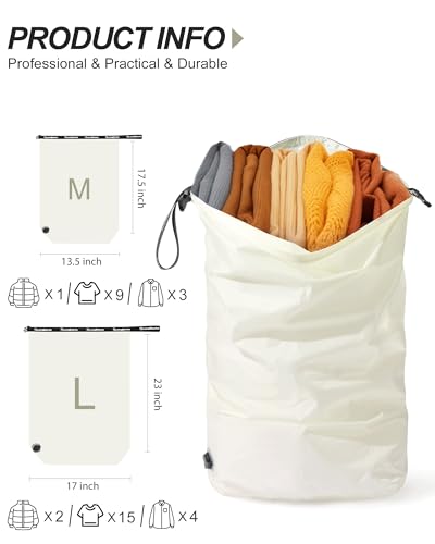 Travel Laundry Bags, Pump-Free Compression Dirty Clothes Bag - color: White, size: 23" L × 17" W × 6.5" H