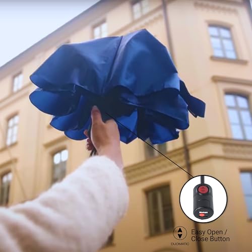 Knirps U.200 Ultra Light Duomatic Automatic Open Rain Umbrella - Compact Windproof Travel Umbrella for Adults - 97cm Diameter Retractable With Carrying Case - color: Kolibri