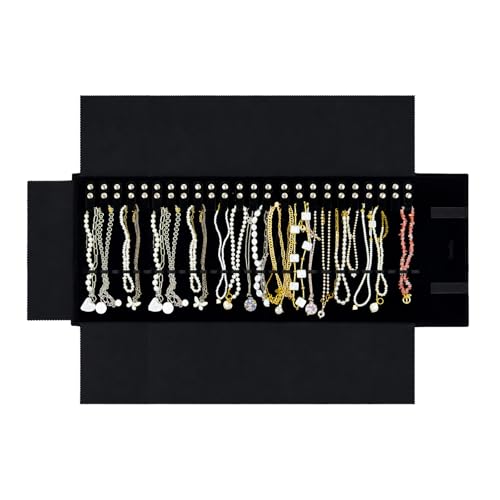 UnionPlus Travel Necklaces Roll Organizer Anti-Tangle Large Black - color: Black, size: Large