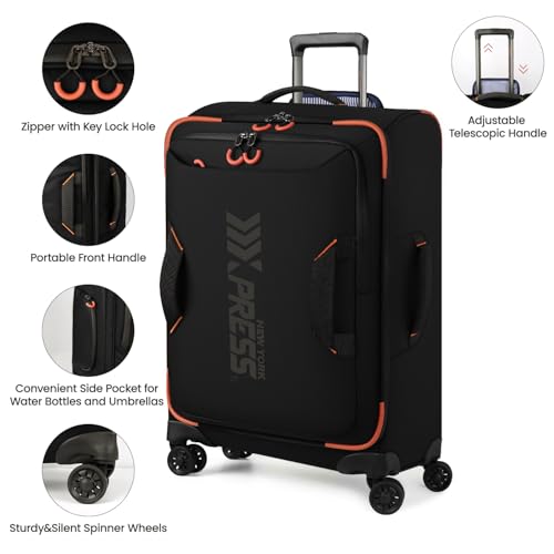 3-Piece Softside Upright Luggage Set,Waterproof Fabric - color: Black, size: 3-Piece Set (22"/26"/30'')