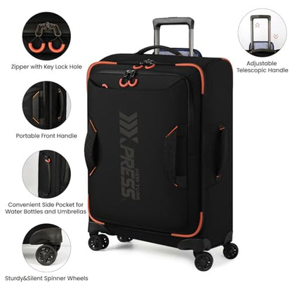 26'' Softside Rolling Luggage w/Front Open,Waterproof - color: Black, size: Checked-Medium 26-Inch