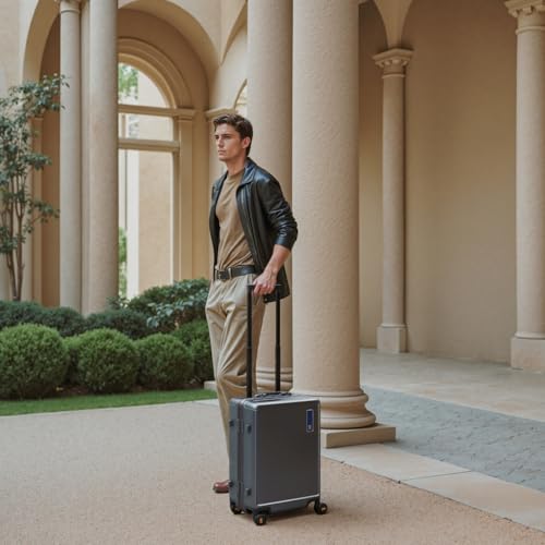 LEVEL8 Zipperless Carry On Luggage Hardshell Suitcases with Wheels 20" Grey - color: Grey, size: Carry-On 20 Inch (Without Organizers)