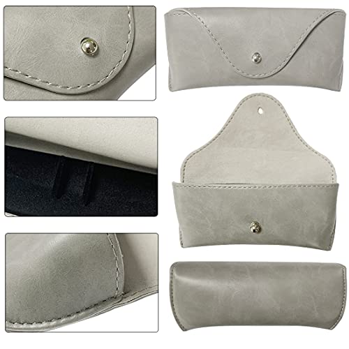 LogHog Portable Leather Glasses Case,Flexible Sunglasses Pouch Slim Case for Women Men Horizontal Eyeglass Case - color: Gray