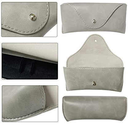 LogHog Portable Leather Glasses Case,Flexible Sunglasses Pouch Slim Case for Women Men Horizontal Eyeglass Case - color: Gray