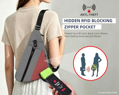 OSOCE Sling Bag for Men, RFID Blocking Anti-Theft, Water Bottle Holder, S - color: Grey, size: Small