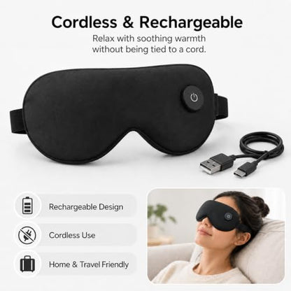 Heated Sleep Mask with 3-Level,Portable Eye Mask for Dry Eyes & Travel