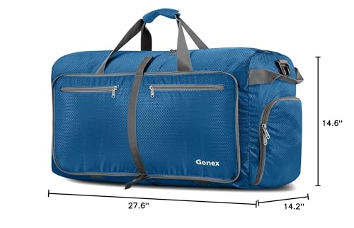 Gonex 80L Foldable Travel Duffle Bag with Shoe Compartment, Lightweight - color: Deep Blue, size: 80L