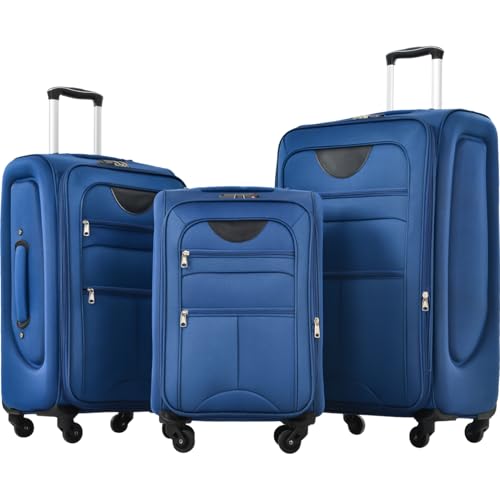 Softside Luggage Expandable 3 Piece Set Suitcase Upright Spinner Softshell Lightweight Luggage Travel Set
