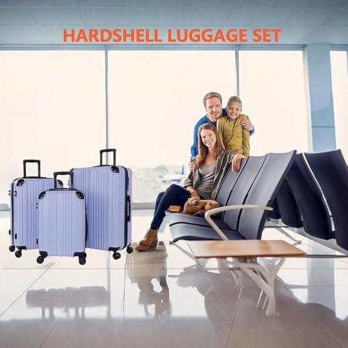 OUZZO Luggage Sets 2 Piece Expandable 20/24 Inch Suitcase with Double Spinner Wheels Lightweight ABS+PC Hardshell Travel Suitcase Sets with TSA Lock USB Port Business & Family Trips - color: Purple, size: 20/24 inch