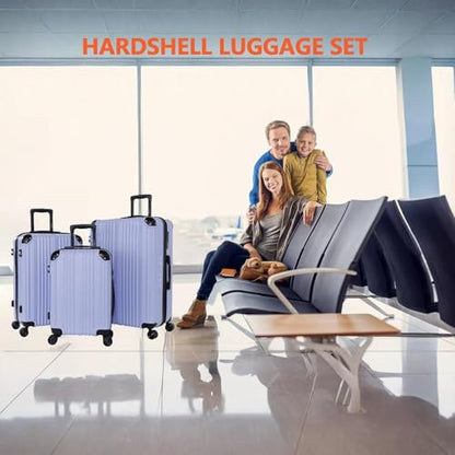 OUZZO Luggage Sets 2 Piece Expandable 20/24 Inch Suitcase with Double Spinner Wheels Lightweight ABS+PC Hardshell Travel Suitcase Sets with TSA Lock USB Port Business & Family Trips - color: Purple, size: 20/24 inch