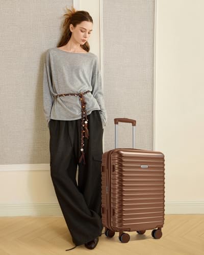 LARVENDER Expandable Carry on Luggage 20inch Suitcase with Wheels, Maple - color: Maple, size: 3 Piece Set (20/DB/TB)