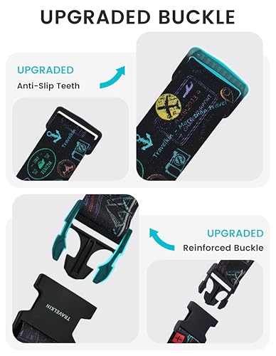 Travelkin Luggage Straps TSA Approved, Suitcase Straps with TSA Lock - color: World Marks-Colorful