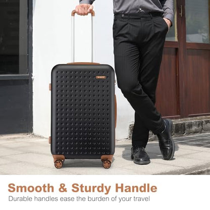 Kono 24 Inch Hard Shell Checked Luggage, 4 Spinner Wheels Suitcase, Black - color: Black, size: Checked-Medium 24-Inch