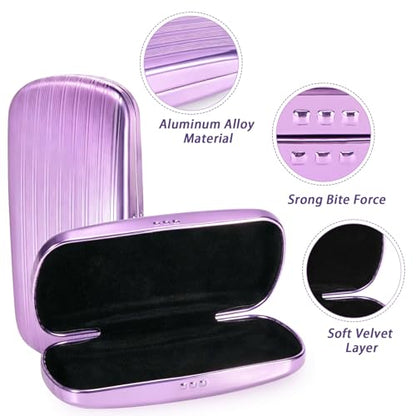 Hifot Metal Eyeglass Case Hard Shell, Aluminum Spectacles Box Sunglasses Case for Men Women, Reading Glasses Holder - color: Purple