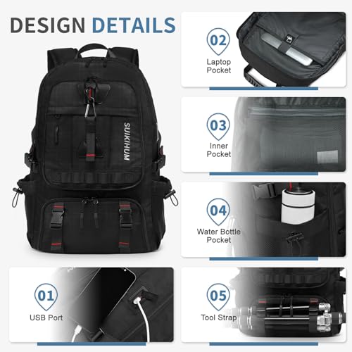 Travel Backpack with Shoe Compartment 35L TSA Carry on Fits 18.4" - color: Standard Black