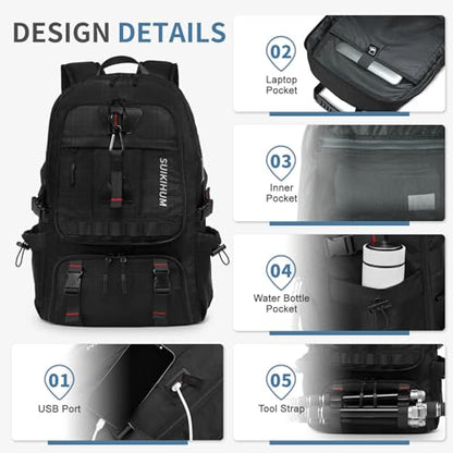 Travel Backpack with Shoe Compartment 35L TSA Carry on Fits 18.4" - color: Standard Black