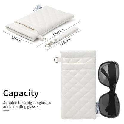 Face Shadow Double Glasses Case Soft Eyeglass Case For Women Men - color: Pu White