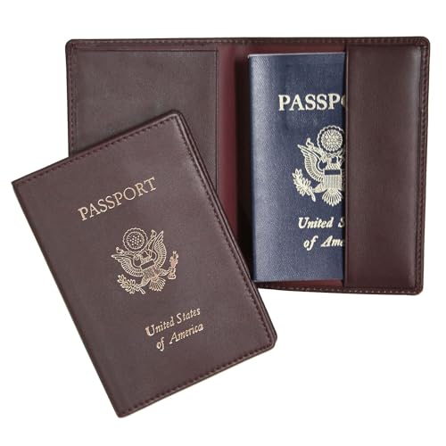 Royce Leather Passport Holder and Travel Document Organizer - color: Burgundy 1
