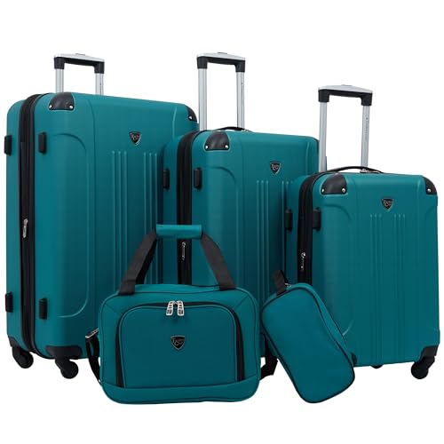Travelers Club Chicago Hardside Expandable Spinner Luggage, Teal, 5 Piece Set - color: Teal, size: 5-Piece Set