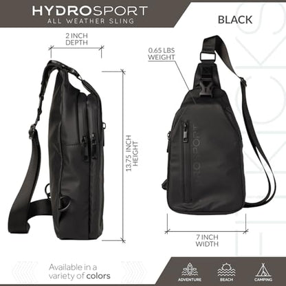 FITKICKS Hydrosport Sling Unisex Crossbody Travel Bag - color: Midnight Black