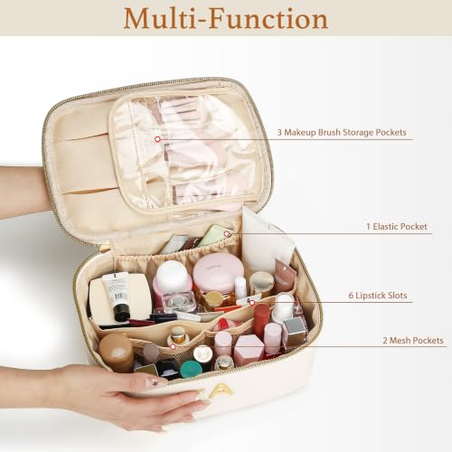 Personalized Makeup Bag Gifts for Women Travel Cosmetic Case - color: Beige01, style: D