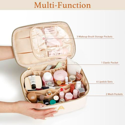 Personalized Makeup Bag Gifts for Women Travel Cosmetic Case - color: Beige01, style: G