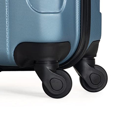 Kenneth Cole REACTION Out of Bounds Lightweight Hardshell 4-Wheel Spinner Luggage, Granite Blue, 24-Inch Checked - color: Granite Blue, size: 24-Inch Checked