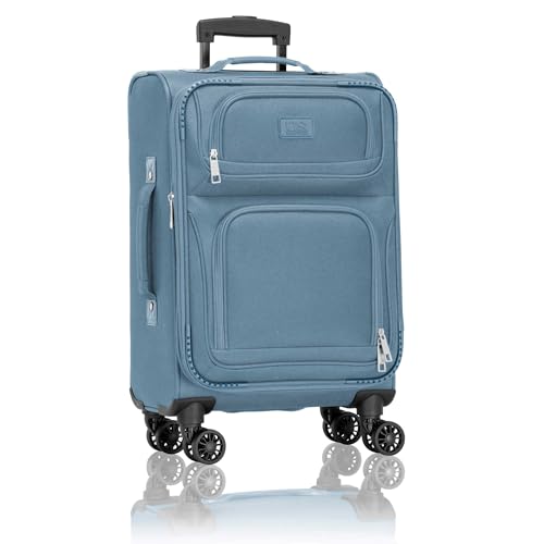 U.S. Traveler Rio Lightweight Softside Rolling Carry-on Suitcase, 4-Wheel Single, Light Blue - color: Light Blue, size: 22"